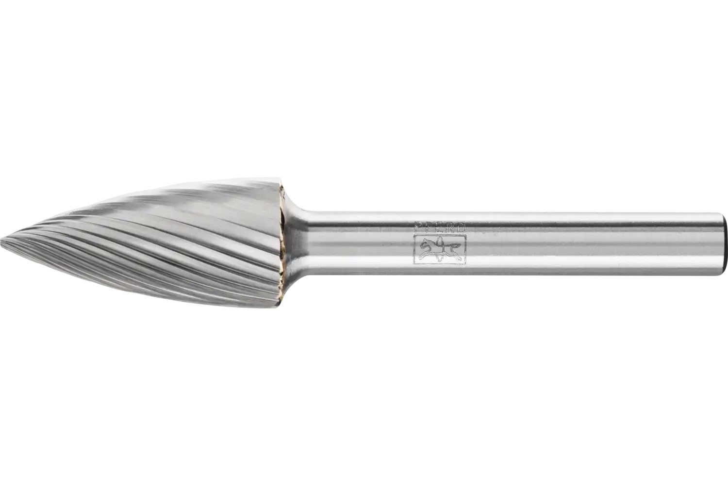 Picture of Pferd Carbide Bur SG-5 Pointed Tree Shape Single Cut 1/2" x 1" x 1/4" Shank